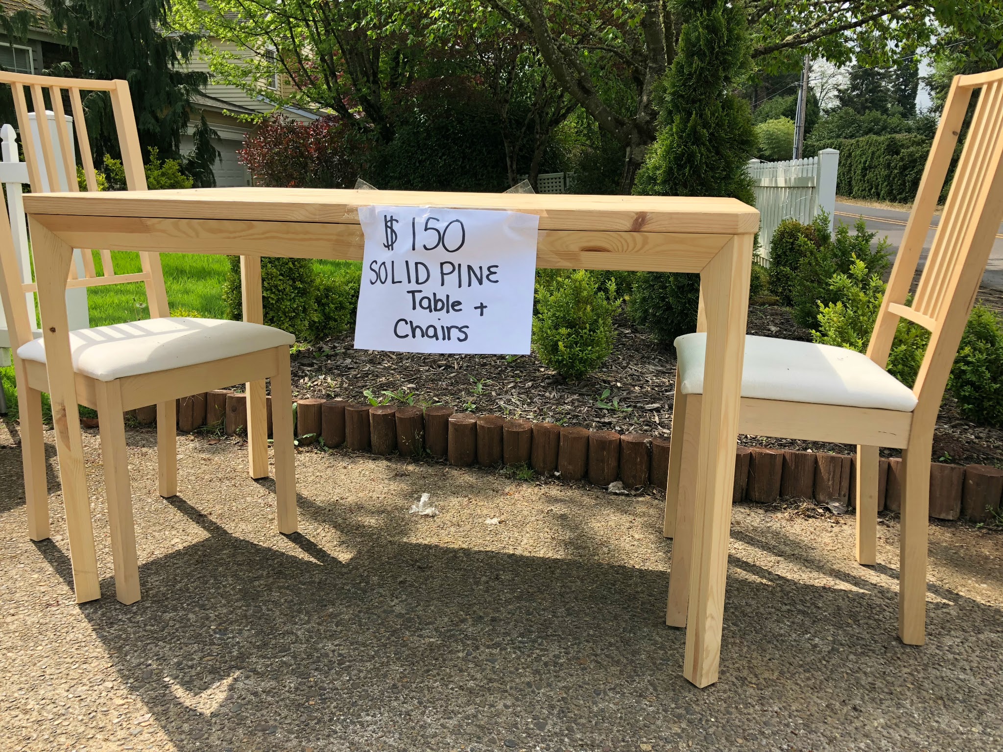 pine dining table and chairs