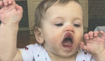 baby mouth on screen door